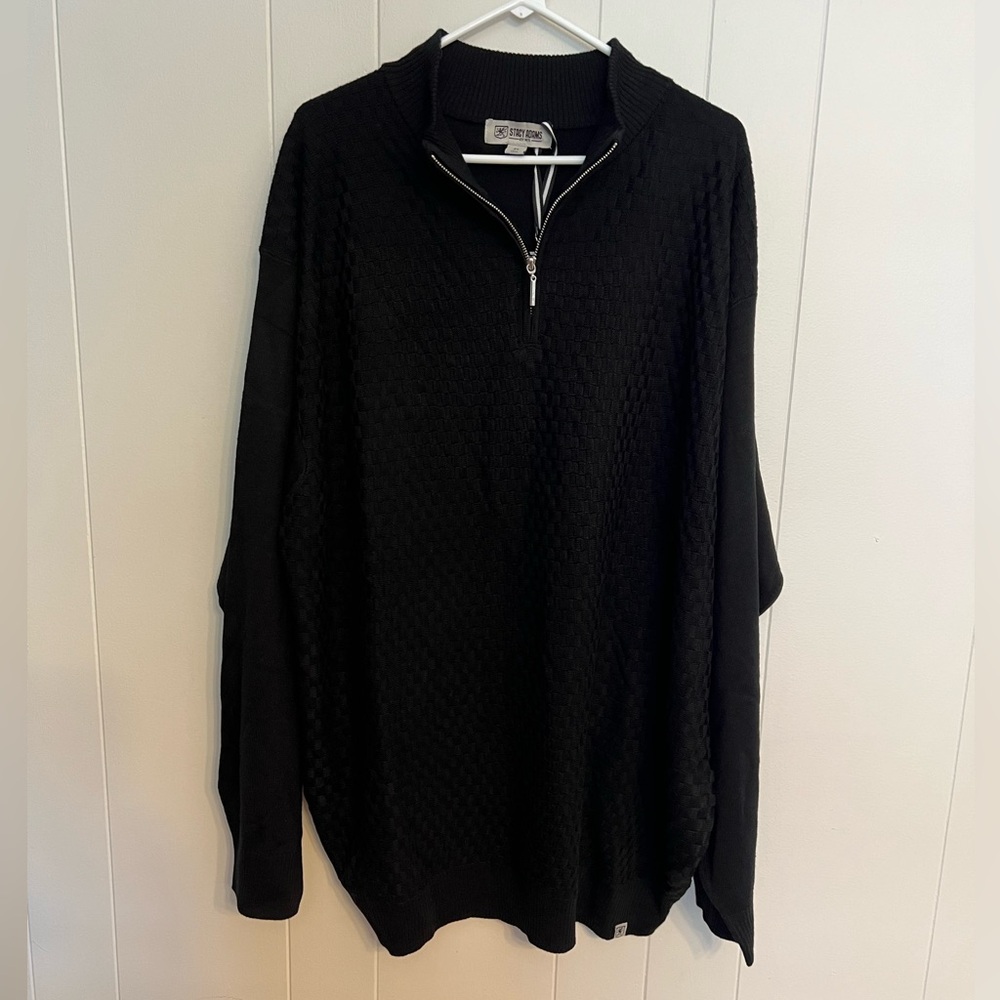 Stacy Adams 1/4 zip‎ soft dressy pull over sweater black size XXXXL NWT
